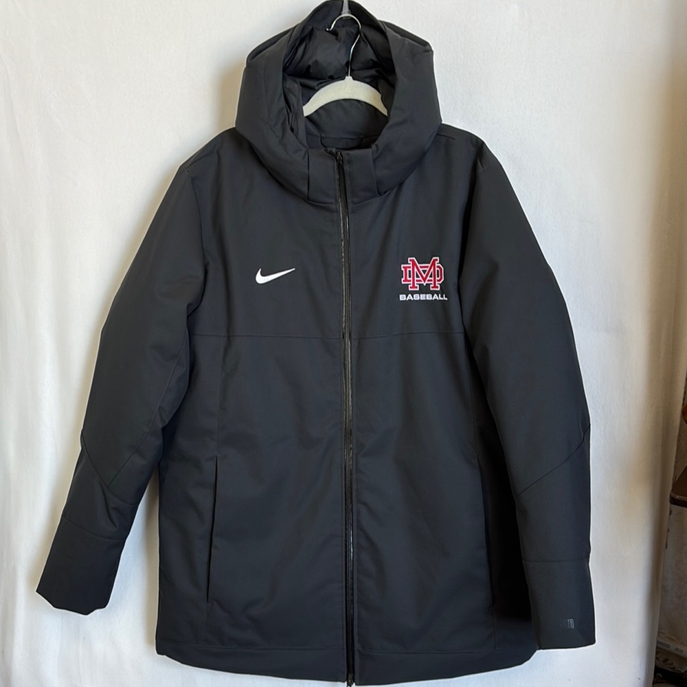 Nike Men’s Sz L Parka 550 Down Fill Gray Hooded Storm Jacket Team MD Baseball